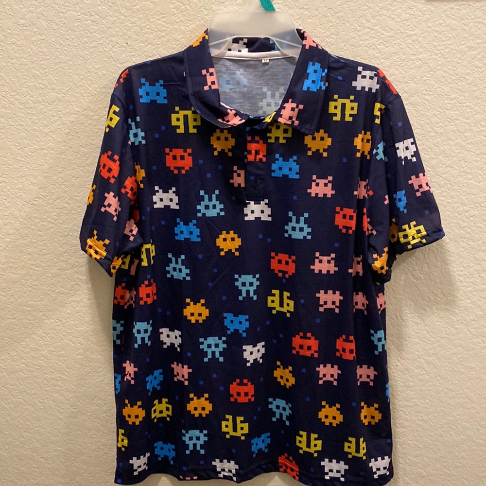 Alien invaders golf polo